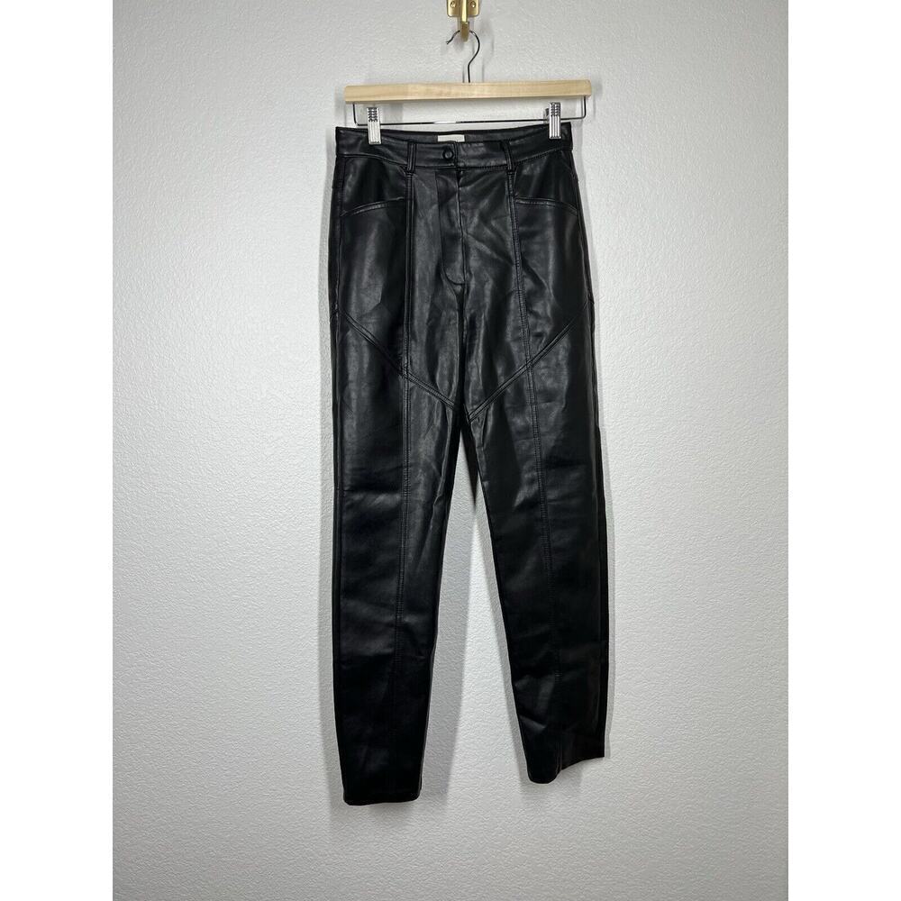 Aritzia Wilfred Rebel Vegan Leather Pants Size 4 Black High Rise Ankle